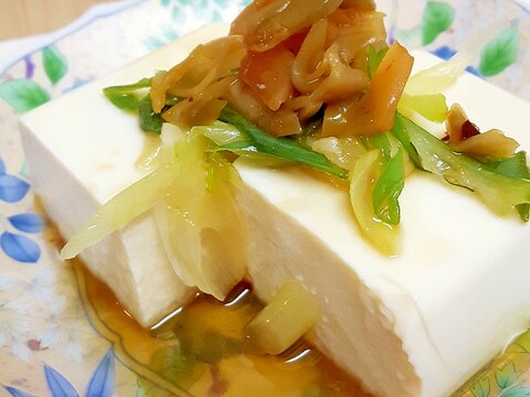 塩ネギで！(^^)お豆腐withザーサイ＆ゴマ油♪